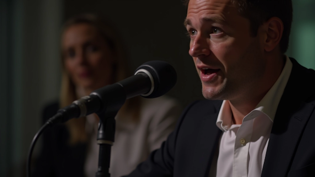 Gros plan d'une personne parlant dans un microphone lors d'une présentation