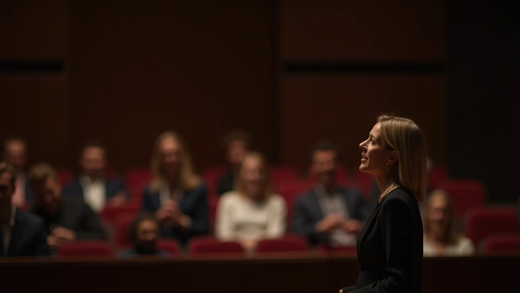 Femme professionnelle donnant une présentation passionnante devant un public attentif